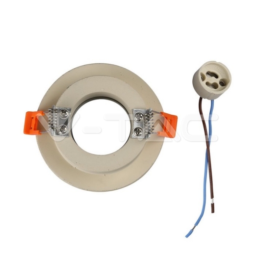 GU10 Fitting Concrete Metal Off White Recessed Light Chrome Round - 4