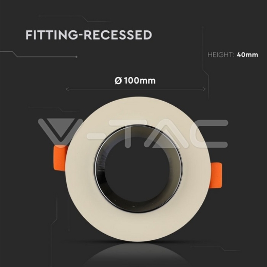 GU10 Fitting Concrete Metal Off White Recessed Light Chrome Round - 7