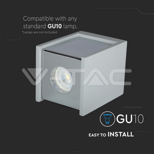 GU10 Fitting Concrete Surface Chrome Bottom Square - 8