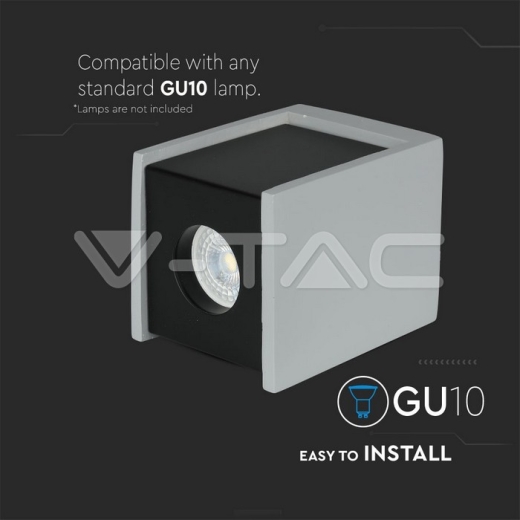 GU10 Fitting Concrete Surface Gun Black Bottom Square - 8