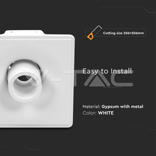 GU10 Fitting Gypsum Designer Ceiling Movable White Bottom Square - 3