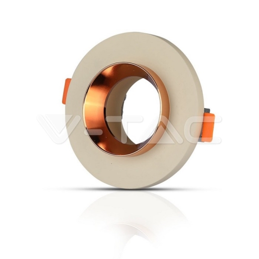 GU10 Fitting yeso/hormigón con aro oro rosado, cuerpo redondo - 1