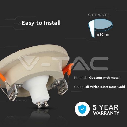 GU10 Fitting yeso/hormigón con aro oro rosado, cuerpo redondo - 6