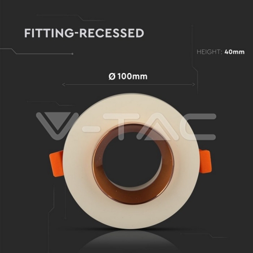 GU10 Fitting yeso/hormigón con aro oro rosado, cuerpo redondo - 7