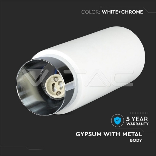 GU10 Fitting de superficie yeso con base de cromo - 6