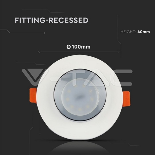 GU10 Fitting de yeso con aro de cromo cuerpo redondo de empotrar - 7