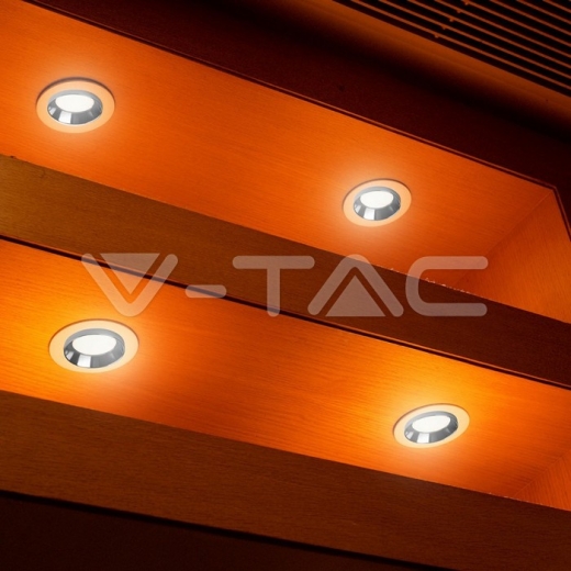 GU10 Fitting de yeso con aro de cromo cuerpo redondo de empotrar - 8