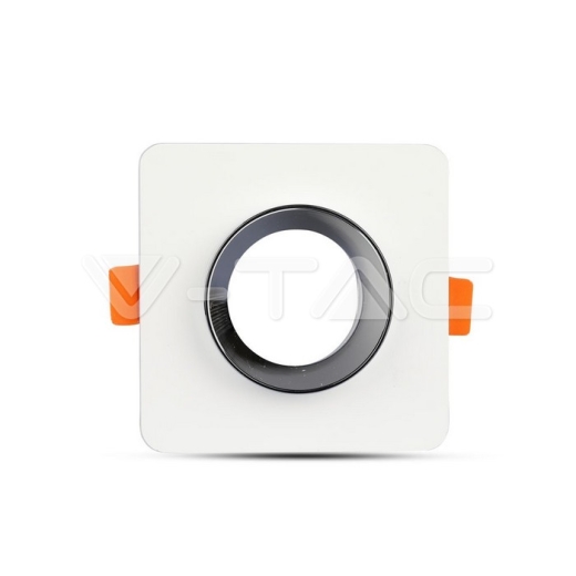 GU10 Fitting Gypsum Metal White Plaster Chrome, Square, Recessed - 2