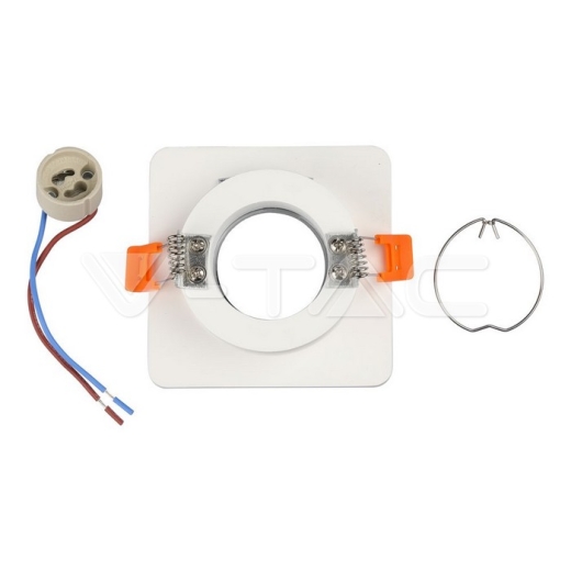 GU10 Fitting Gypsum Metal White Plaster Chrome, Square, Recessed - 4