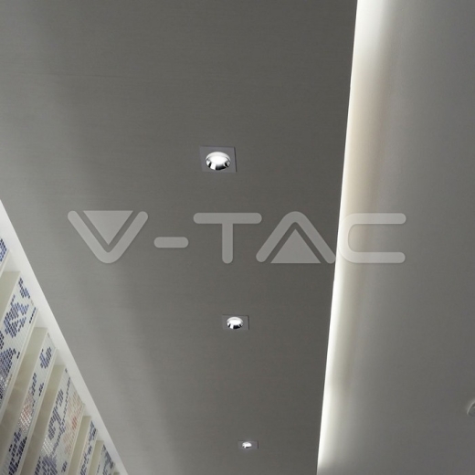 GU10 Fitting Gypsum Metal White Plaster Chrome, Square, Recessed - 8