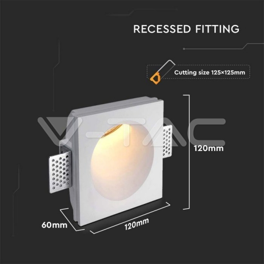 GU10 Fitting Gypsum Round White - 4