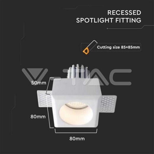 GU10 Fitting Gypsum Round White - 3