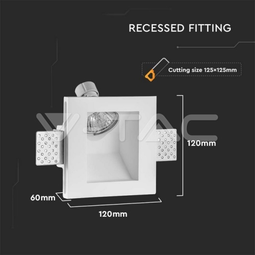 GU10 Fitting Gypsum Square White - 4