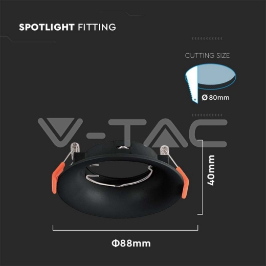 GU10 Fitting Round Black - 4