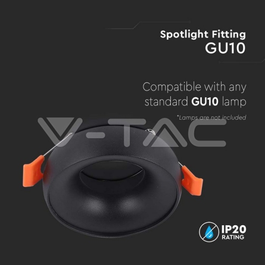 GU10 Fitting Round Black Frame, Black Reflector - 4