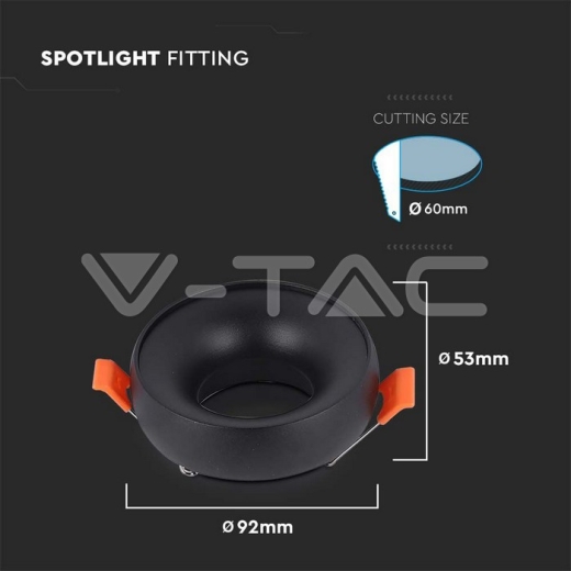 GU10 Fitting Round Black Frame, Black Reflector - 6