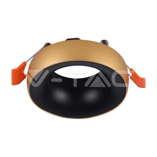 GU10 Fitting Round Gold Frame, Black Reflector - 1