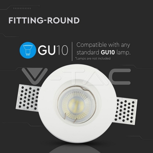 GU10 Soporte Redondo Yeso Blanco Ф103 - 5