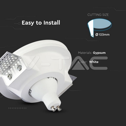GU10 Fitting Round Gypsum White - 6