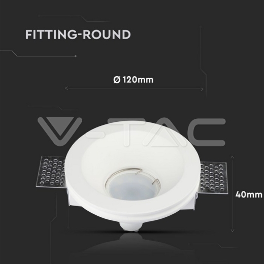 GU10 Fitting Round Gypsum White - 7