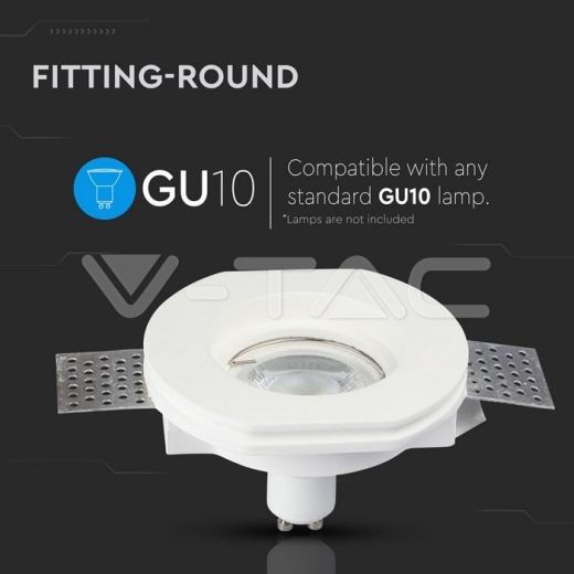 GU10 Soporte Redondo Yeso Blanco Ф100 - 5