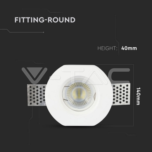 GU10 Soporte Redondo Yeso Blanco Ф100 - 7