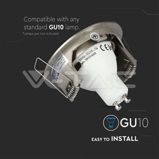 GU10 Soporte Redondo Níquel satinado - 9