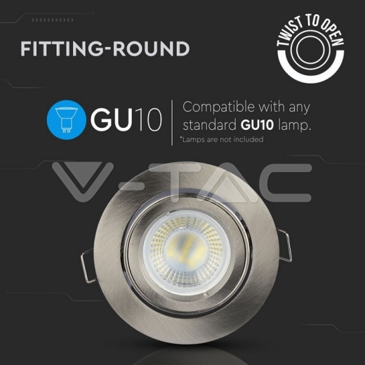 GU10 Fitting Round Satin Nickel - 5