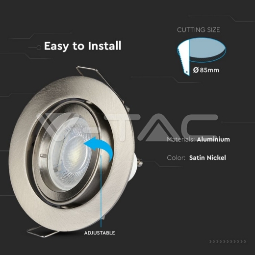GU10 Fitting Round Satin Nickel - 6