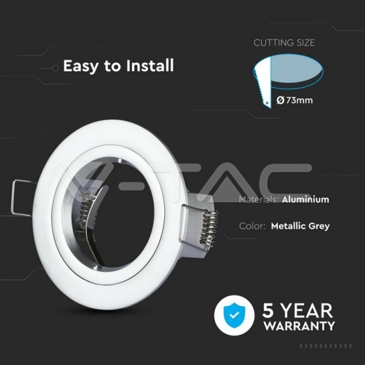 GU10 Soporte Redondo Gris plateado - 6