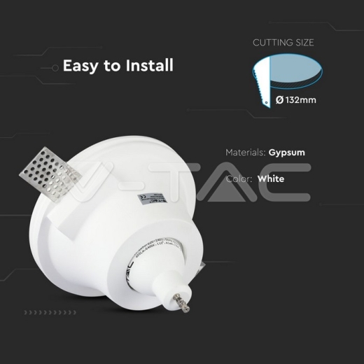 GU10 Fitting Redondo Gypsum Blanco Deep Ф132 - 7