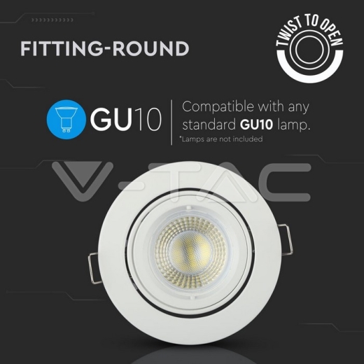 GU10 Fitting Round White - 5