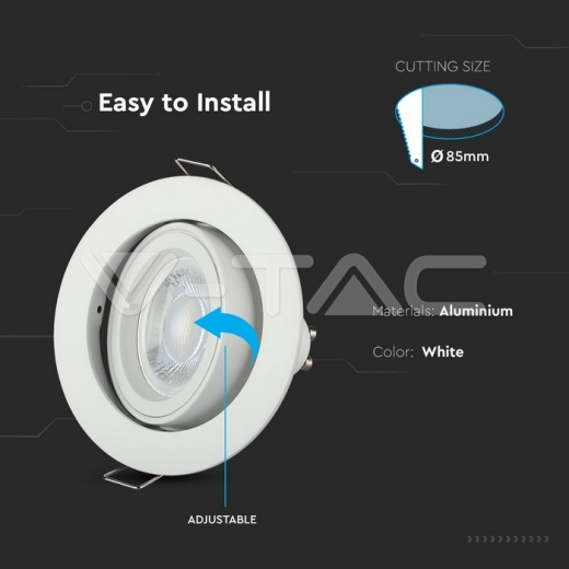 GU10 Fitting Round White - 6