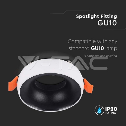 GU10 Fitting Round White Frame, Black Reflector - 4