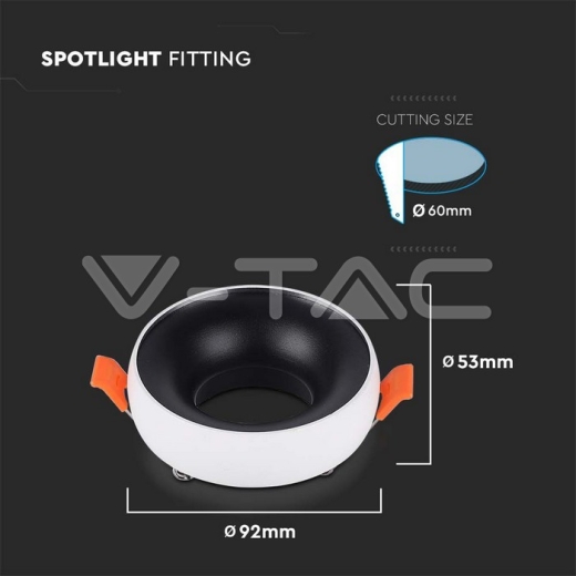 GU10 Fitting Round White Frame, Black Reflector - 6