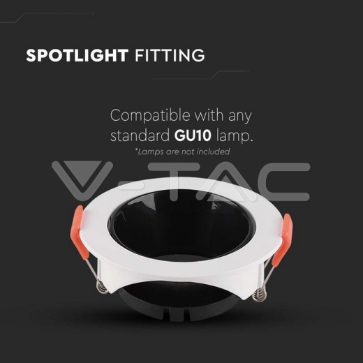 Aro GU10 redondo marco blanco + reflector negro - 2