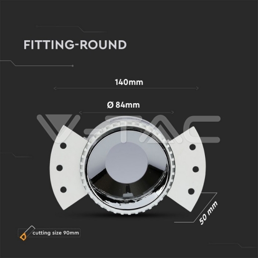 GU10 Fitting Round White Frame, Chrome Reflector - 7