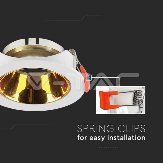 Aro GU10 redondo marco blanco + reflector de oro - 3