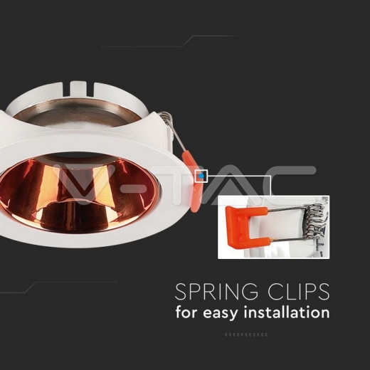 Aro GU10 redondo marco blanco + reflector de oro rosado - 3