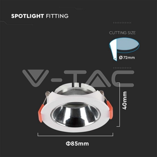 GU10 Fitting Round White Frame with Chrome Reflector - 4