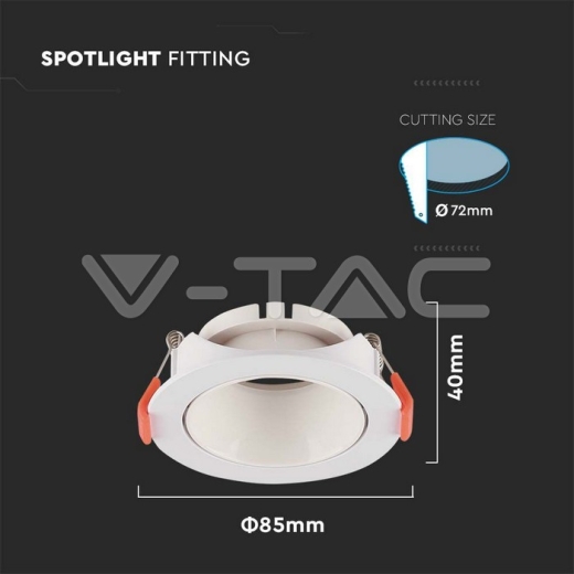 GU10 Fitting Round White Frame with White Reflector - 4