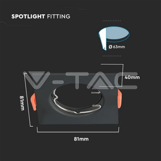 Aro GU10 cuadrado negro - 5