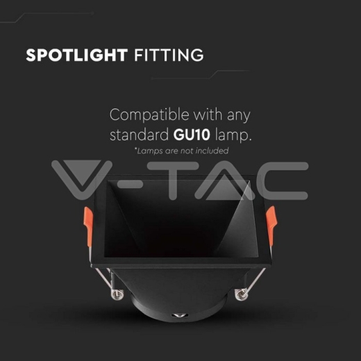 GU10 Fitting Square Black - 2