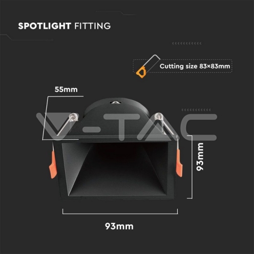 GU10 Fitting Square Black - 4