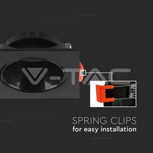 Aro GU10 cuadrado marco negro + reflector negro - 3