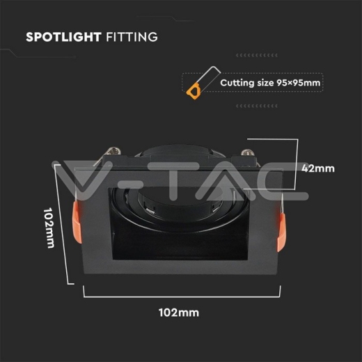 Aro GU10 cuadrado negro - 4