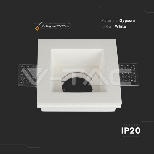 GU10 Fitting Square Gypsum White Deep 120 x 120 mm - 7