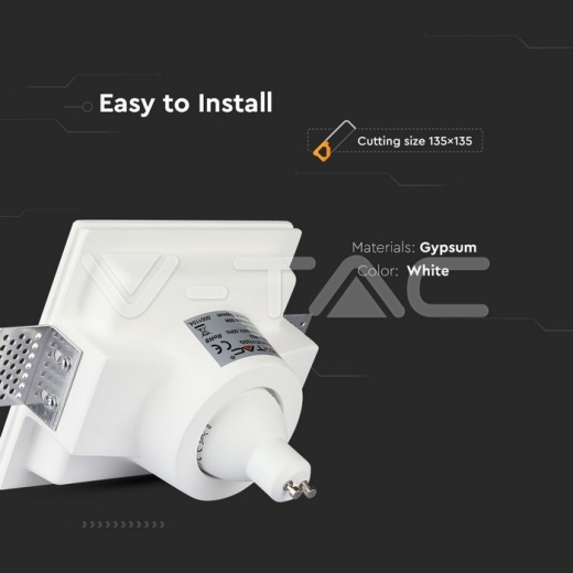 GU10 Soporte Cuadrado Yeso Blanco 121 x 121 mm - 7