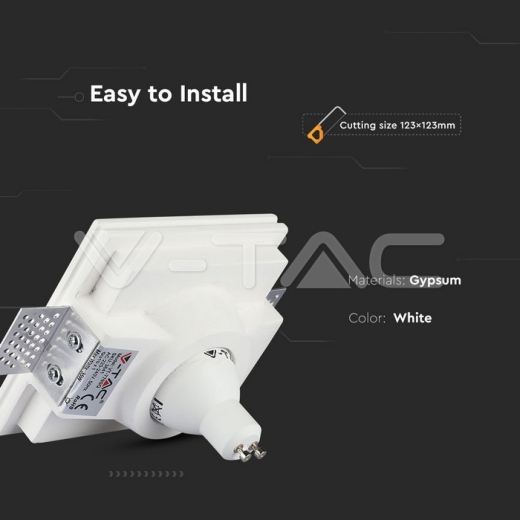 GU10 Fitting Square Gypsum White - 6