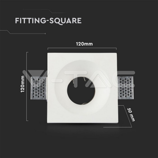 GU10 Fitting Square Gypsum White - 7